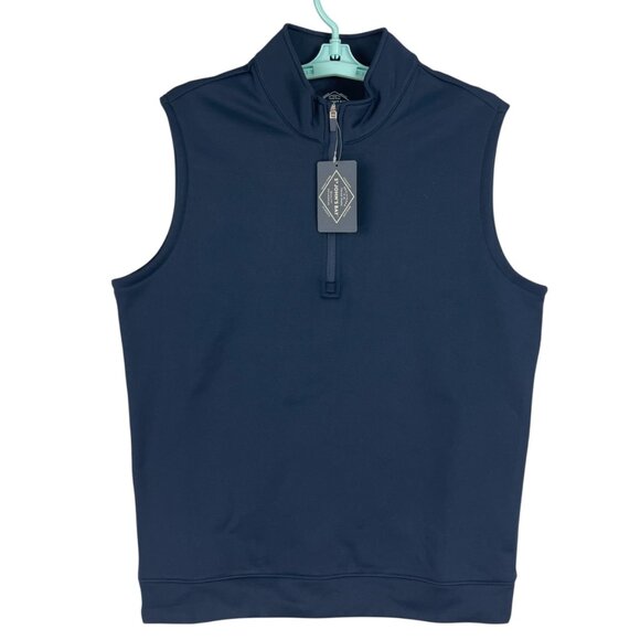 St John's  Bay Men's Stretch Pullover Quarter Zip Navy Vest Size Medium NWT - Picture 2 of 8